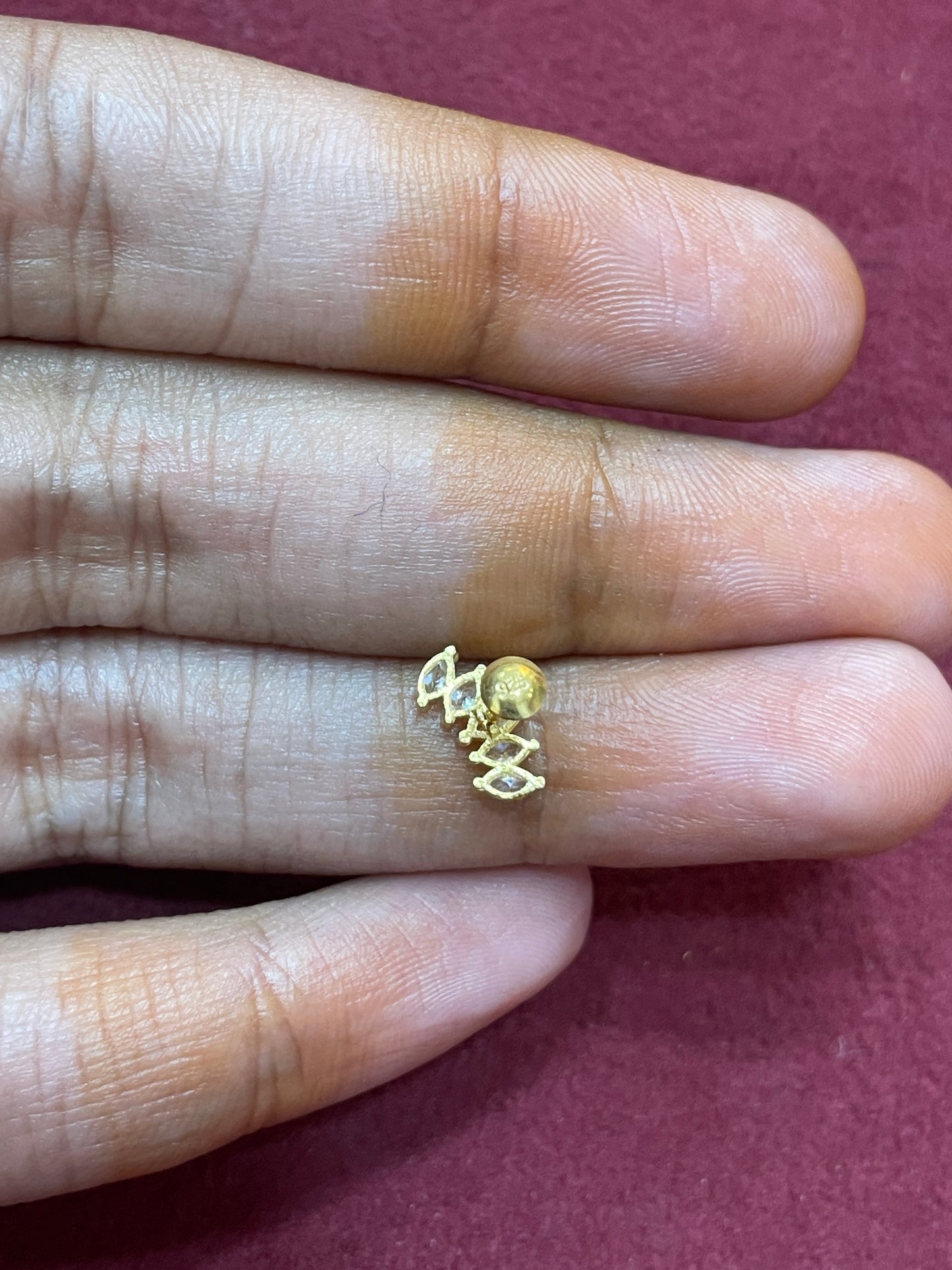 92.5 Silver Gold Plated Five Leaves Second Studs | Stylish Nature Design | Elegant Jewellery