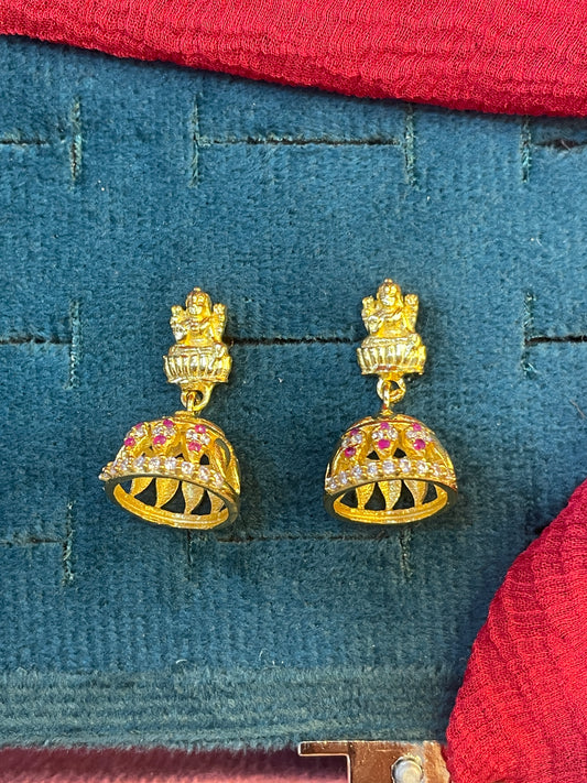 92.5 silver gold plated Lakshmi Devi earrings