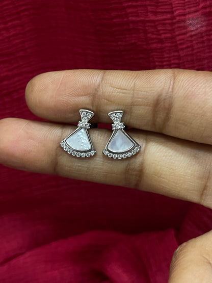 92.5 Silver MOP Triangle Studs | Elegant Modern Design | Jewellery
