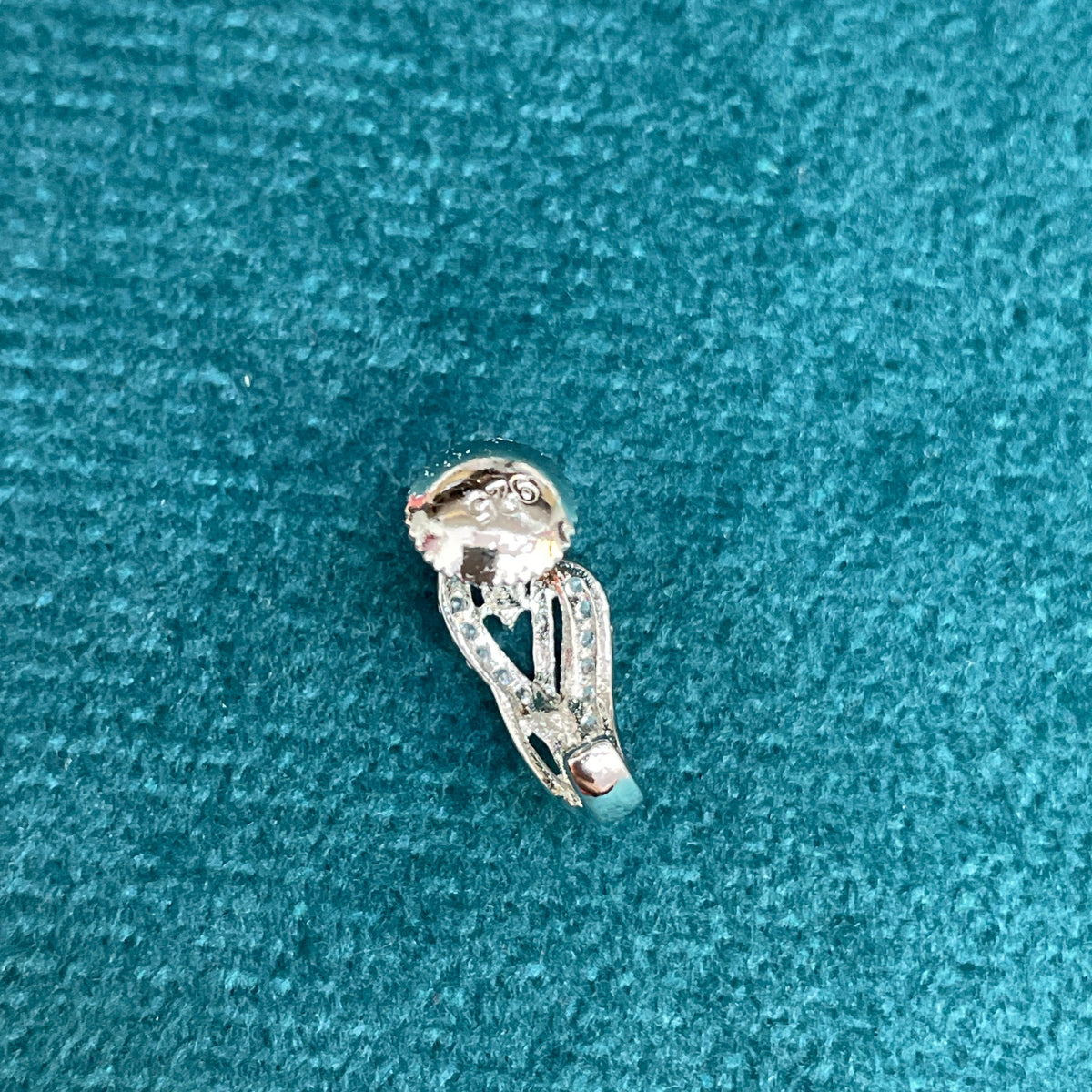92.5 Sterling Silver CZ Sweeping Loop Teardrop J Studs pair