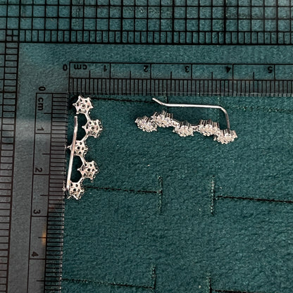 92.5 silver stylish flower earcuffs pair