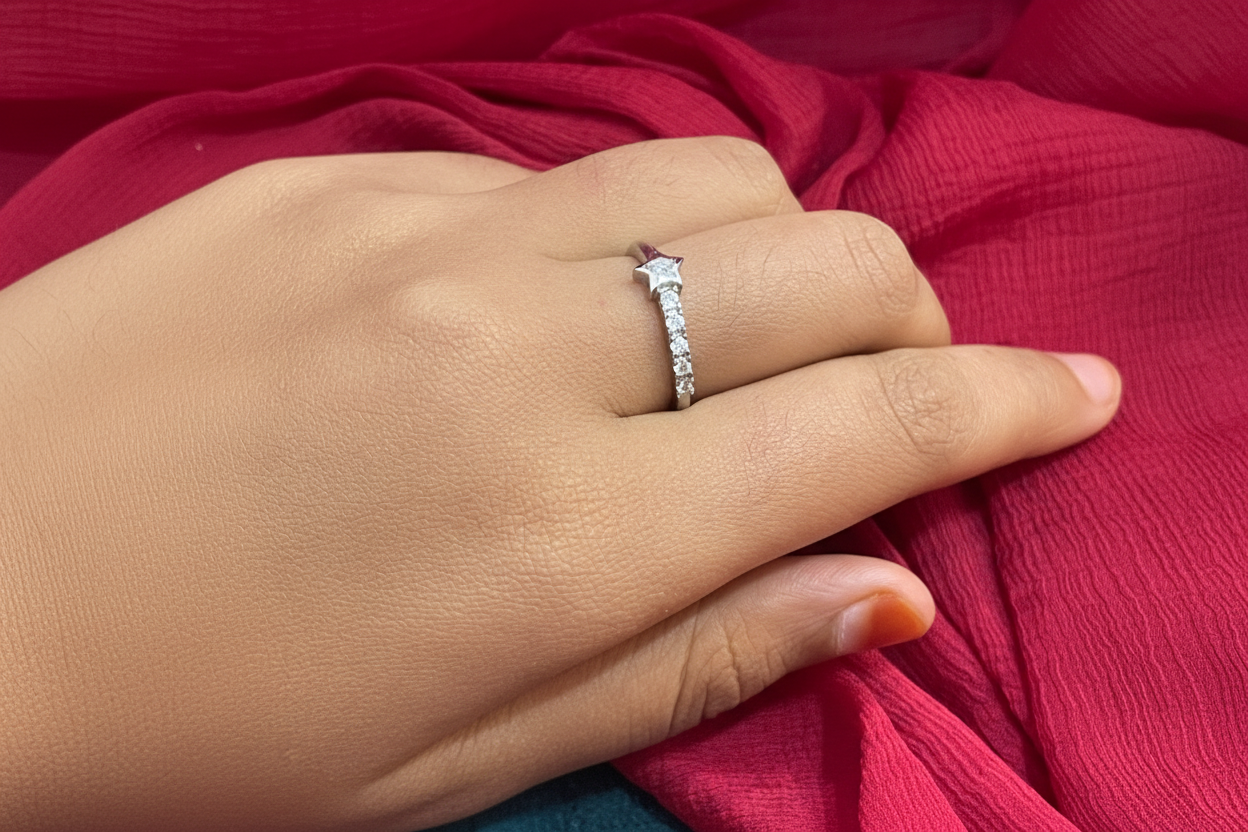 92.5 Silver Star Ring for Women Size 17 | Stylish Celestial Design | Elegant Fashion Jewellery