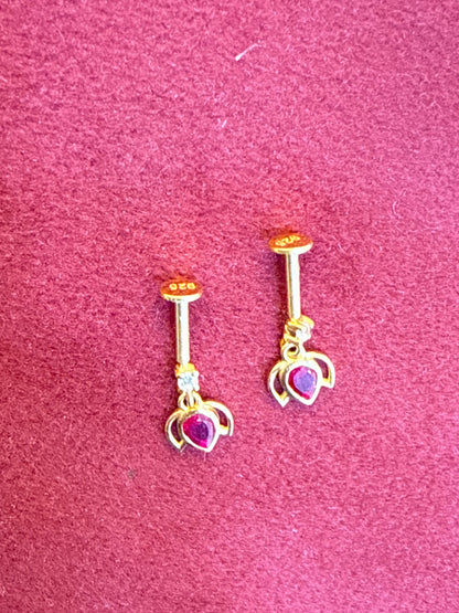 92.5 Silver Gold Plated Pink Lotus Bugadi Pair | Traditional Elegant Design | Jewellery