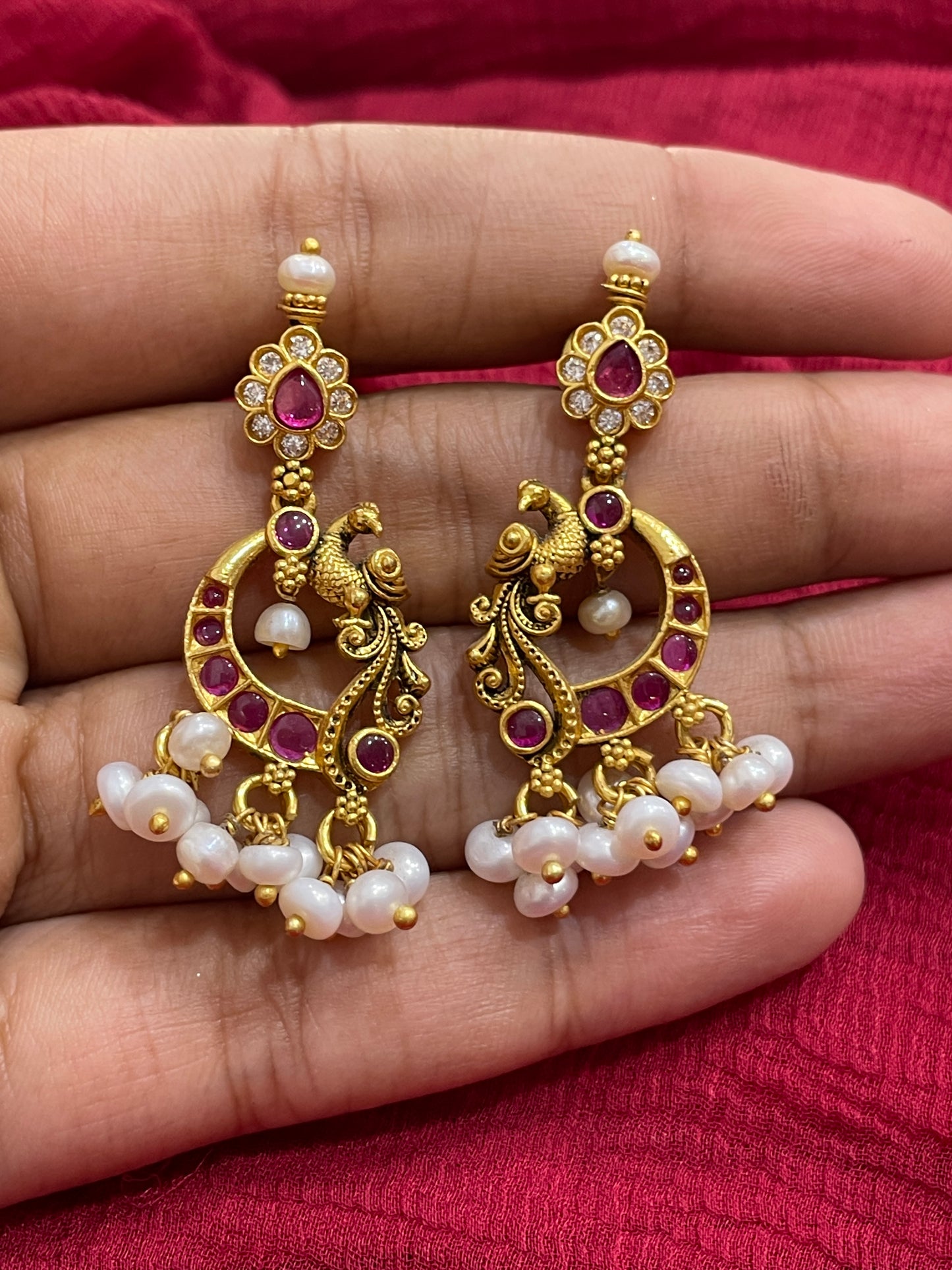 92.5 Silver Gold Plated Peacock Earrings for Women | Traditional Elegant Design | Festive Jewellery