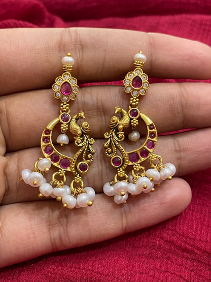 92.5 Silver Gold Plated Peacock Earrings for Women | Traditional Elegant Design | Festive Jewellery
