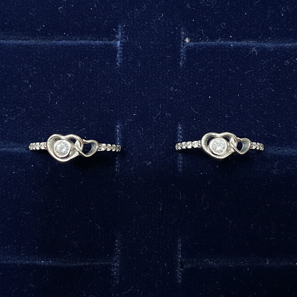 92.5 Silver Heart Toe Rings | Romantic Elegant Design | Jewellery