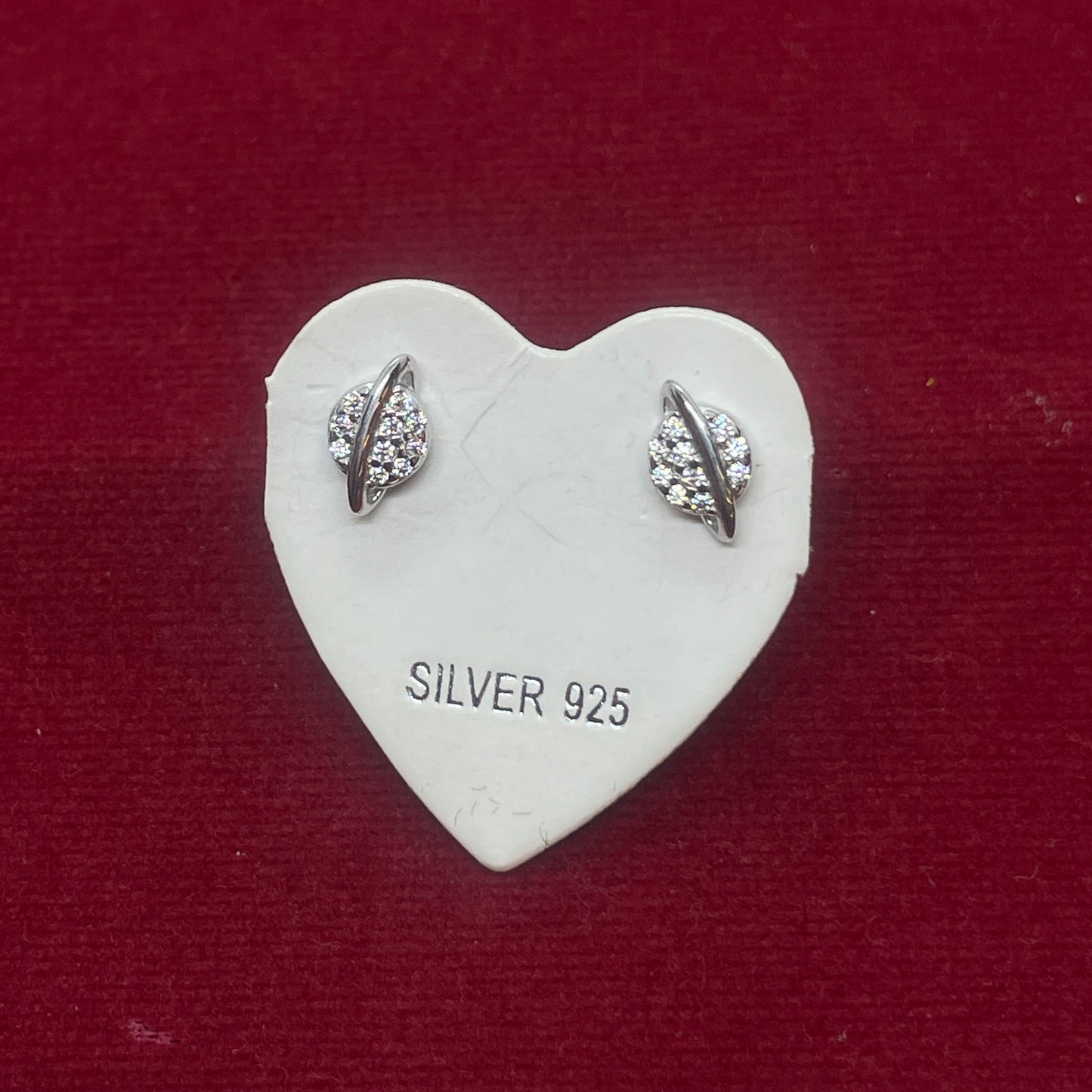 92.5 Sterling Silver Pavé CZ Leaf Stud Earrings for Women | Petite CZ Leaf with Silver Spine Second Studs