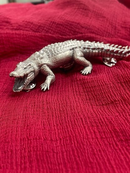 92.5 Silver Crocodile Shoulder Brooch | Unique Statement Design | Jewellery