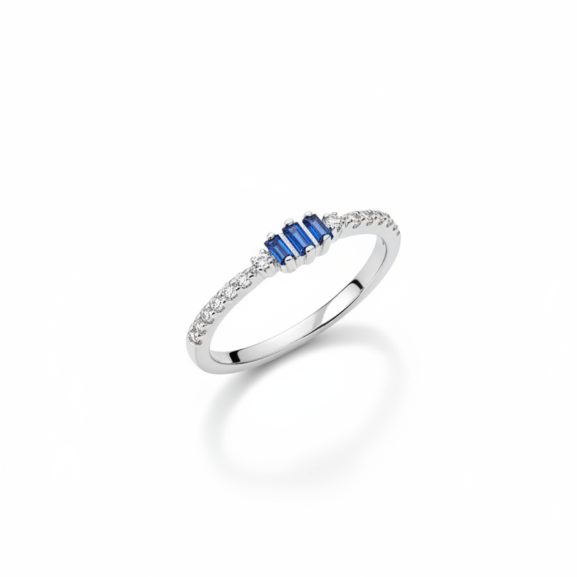 92.5 silver classy stylish blue stone minimal ring size 8
