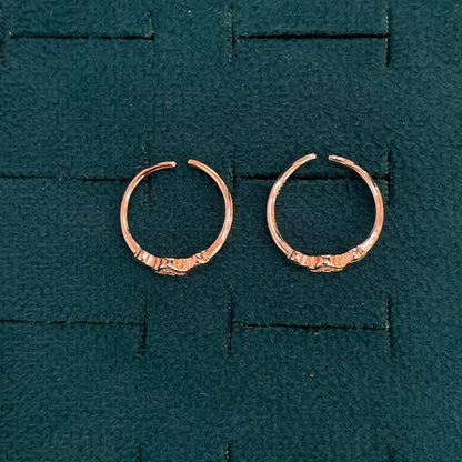92.5 Silver Rose Gold Plated White CZ Clover Toe Rings