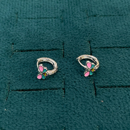 92.5 Silver Bumble Bee Huggie Hoop Earrings for Girls