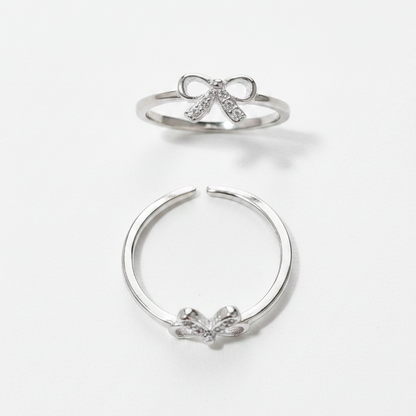 92.5 Sterling Silver Bow Toe Rings for Women | Cute Elegant Design