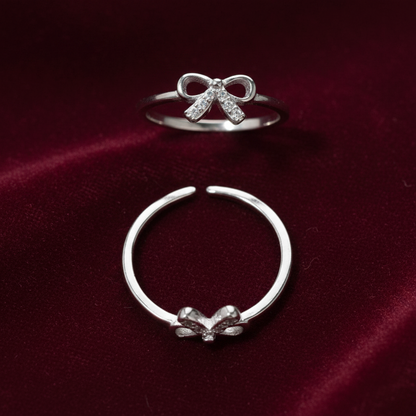 92.5 Sterling Silver Bow Toe Rings for Women | Cute Elegant Design