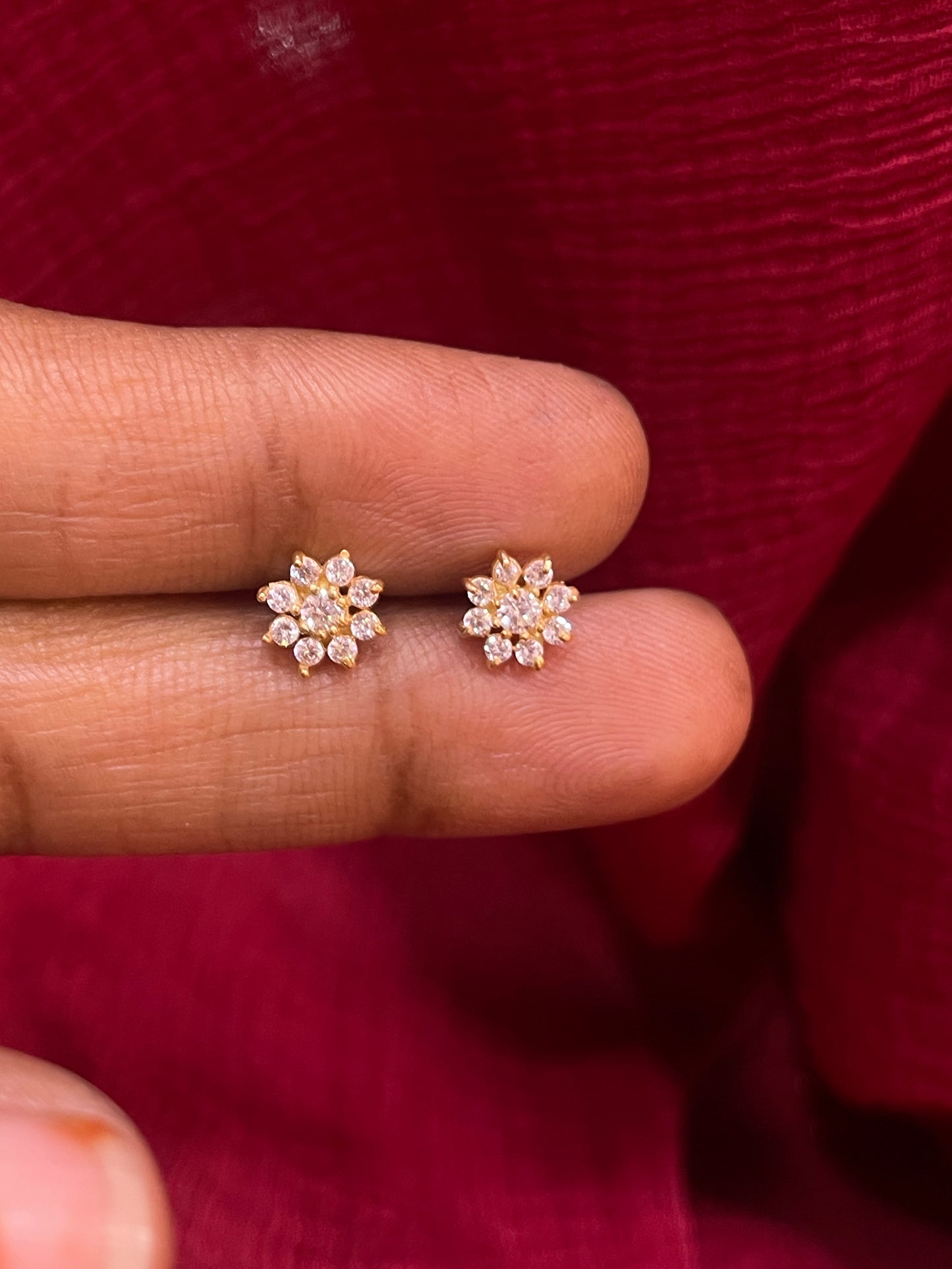 925 Silver Gold Plated Eight Petal Studs for Women | Floral Design