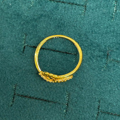 92.5 Silver Gold Plated White CZ Scroll Ring for Women