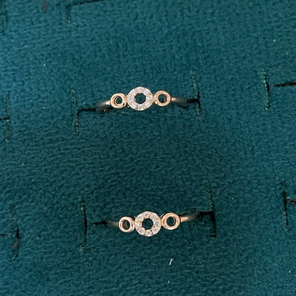 92.5 Silver Rose Gold Plated White CZ Circle Toe Rings