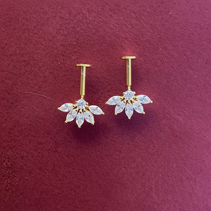 92.5 Silver Gold Plated Half Flower Bugadi Pair | Minimal Floral Elegant Design | Jewellery