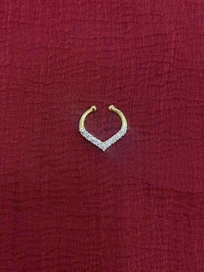 92.5 Silver Gold Plated V septum