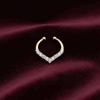 92.5 Silver Gold Plated V septum