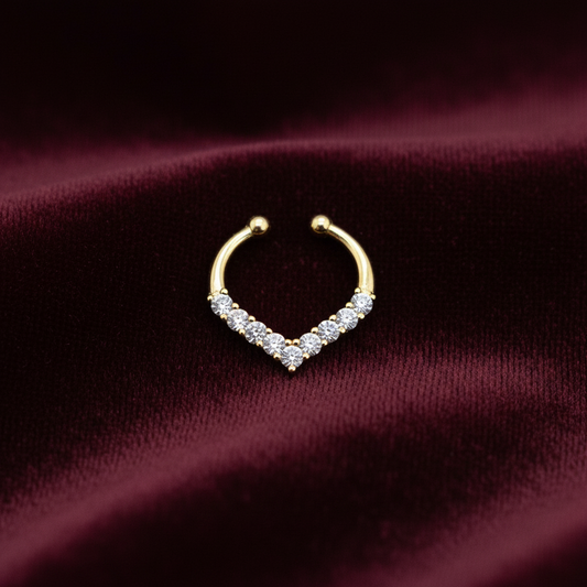 92.5 Silver Gold Plated V septum