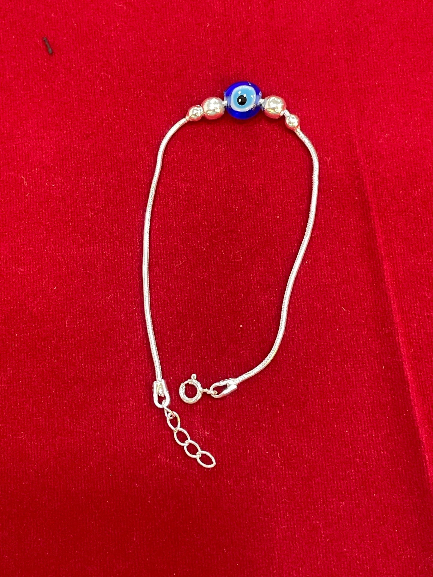 925 Sterling Silver Beaded Evil Eye Bracelet for Women
