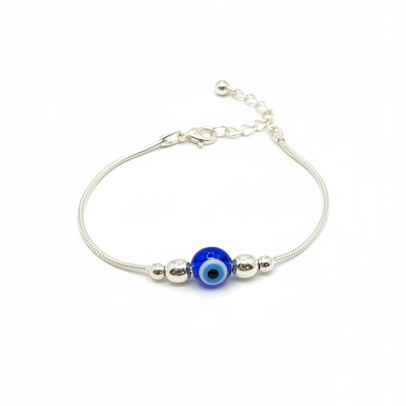 925 Sterling Silver Beaded Evil Eye Bracelet for Women
