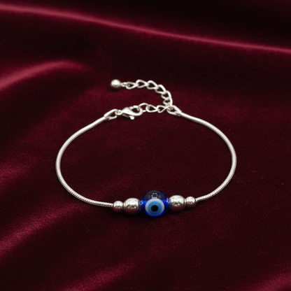 925 Sterling Silver Beaded Evil Eye Bracelet for Women
