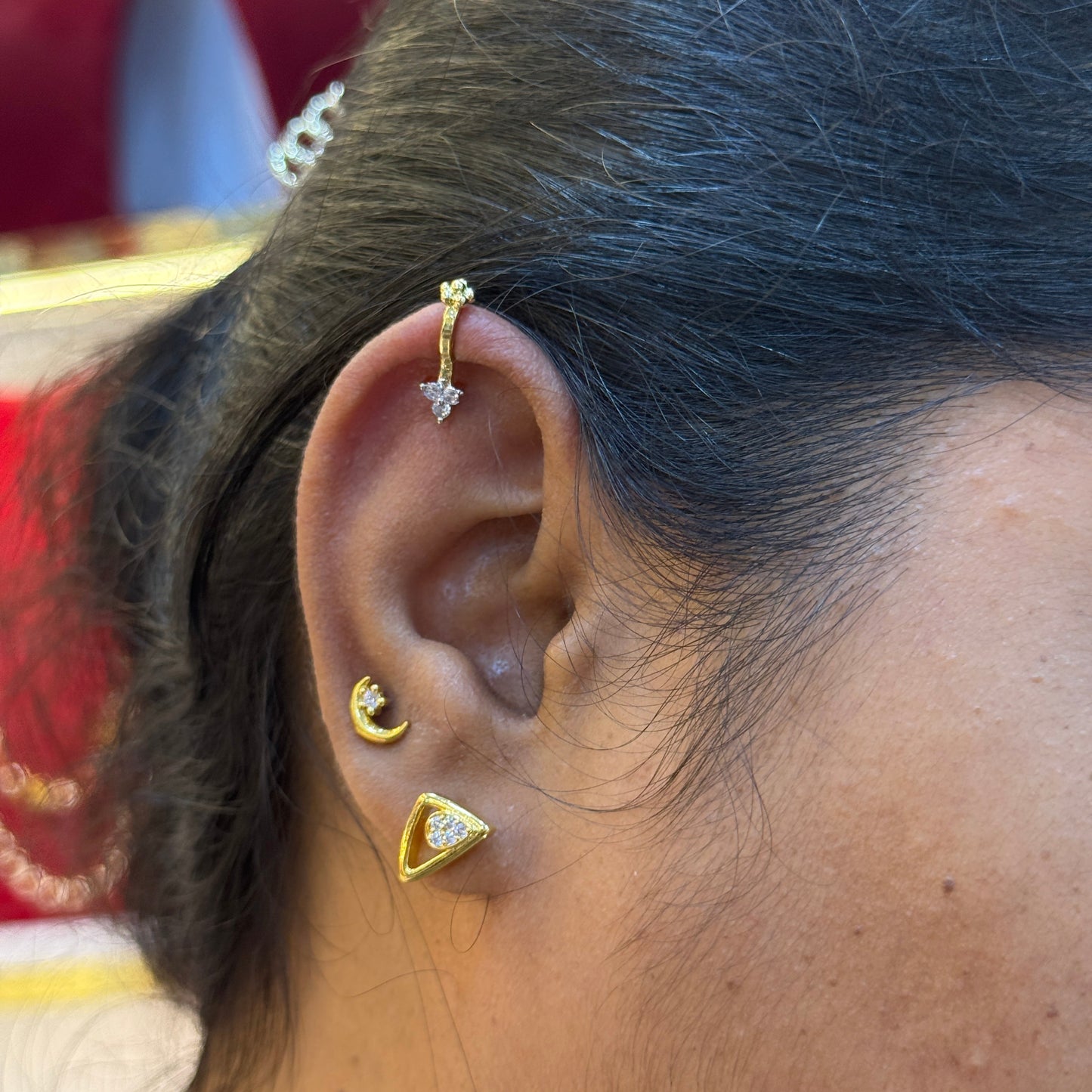 92.5 Silver White Stone Press-On Bugadi for Women | Stylish Non-Piercing Ear Cuff | Elegant Jewellery
