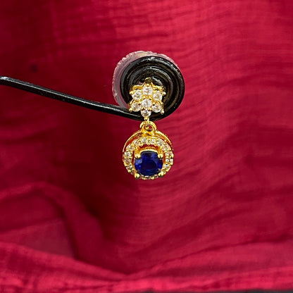 92.5 Silver Gold Plated Earrings for Women | Stylish Flower Blue Stone Drop pair