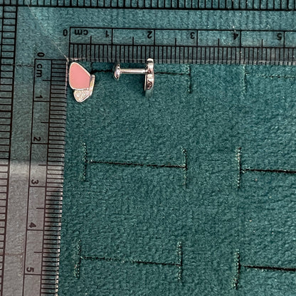 92.5 Silver Pink Mother-of-Pearl Butterfly Stud Earrings Pair