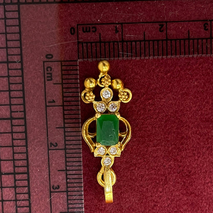 92.5 Sterling Silver Gold Plated Emerald Green CZ Chandelier Pendant for Women