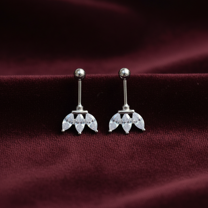 92.5 Silver Three Leaf Bugadi Pair for Women | Floral Helix Earrings | Minimal