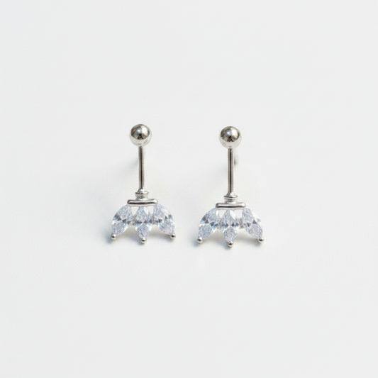 92.5 Silver Three Leaf Bugadi Pair for Women | Floral Helix Earrings | Minimal