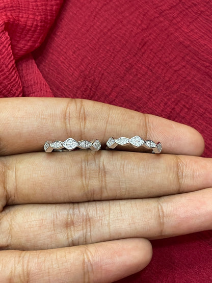 Silver White Stone Toe Rings