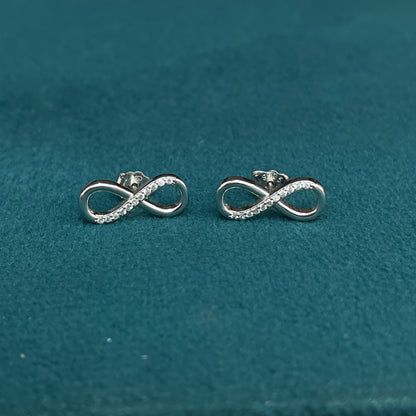 92.5 Silver CZ Infinity Stud Earrings for Women