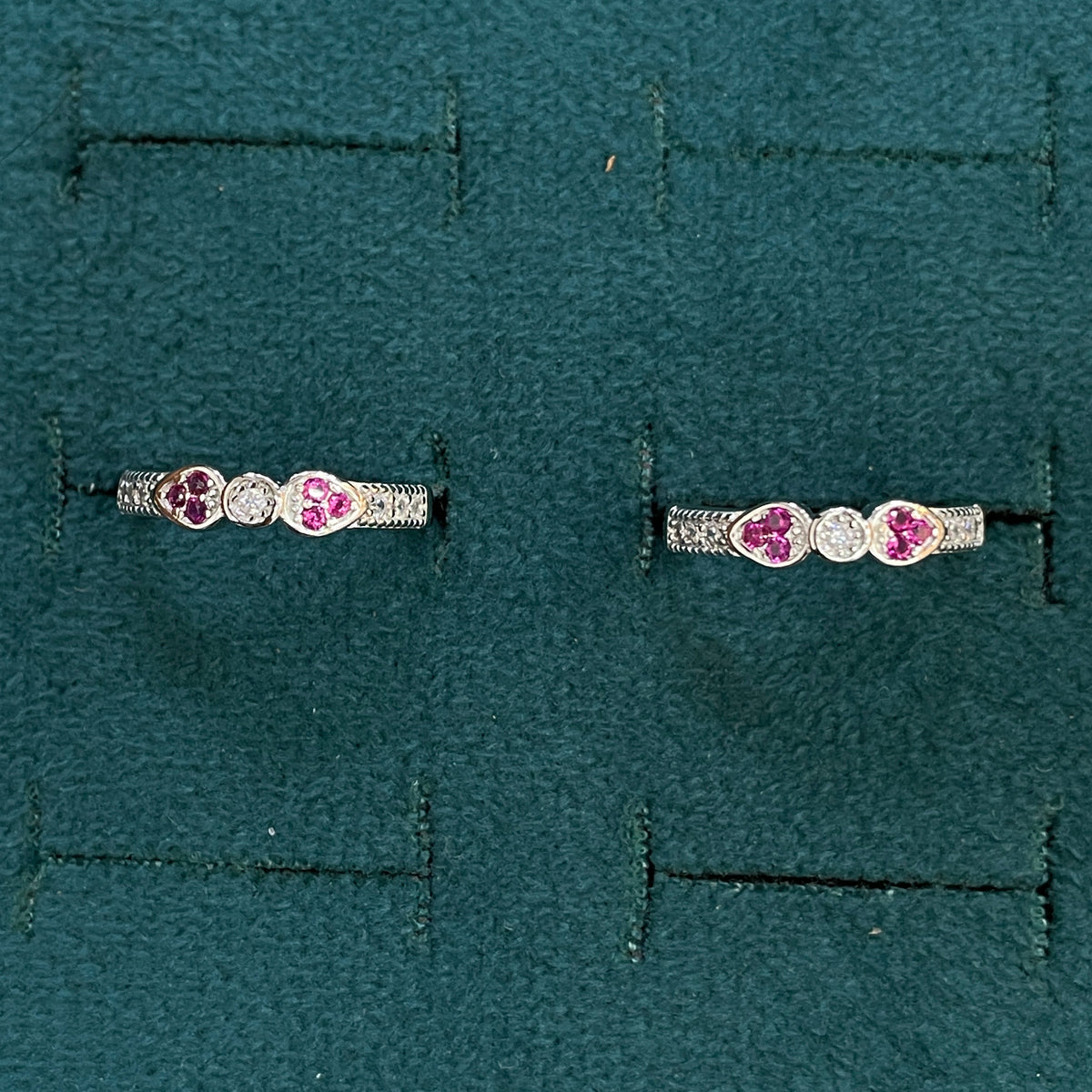 92.5 Silver Pink CZ Heart Toe Rings for Women