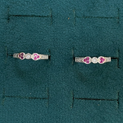92.5 Silver Pink CZ Heart Toe Rings for Women