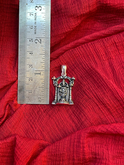 92.5 Silver Oxidised Venkateswara Swamy Pendant for Men & Women | Tirupati Balaji Antique Design | Temple Jewellery