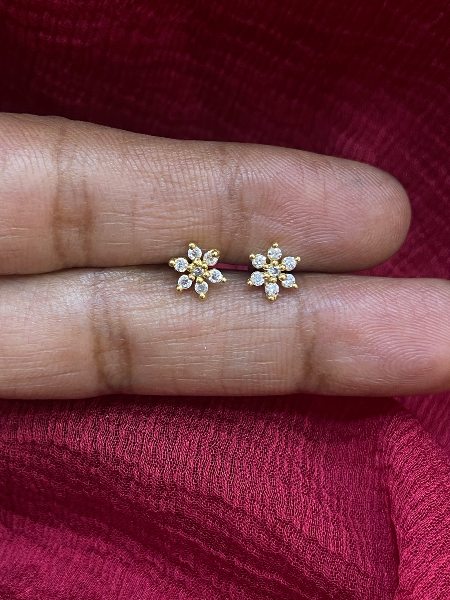 925 Silver Gold Plated 6 Petal Studs for Women | Floral Design