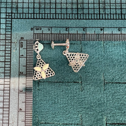 92.5 Sterling Silver Enamel Triangle Drop Earrings for Women pair