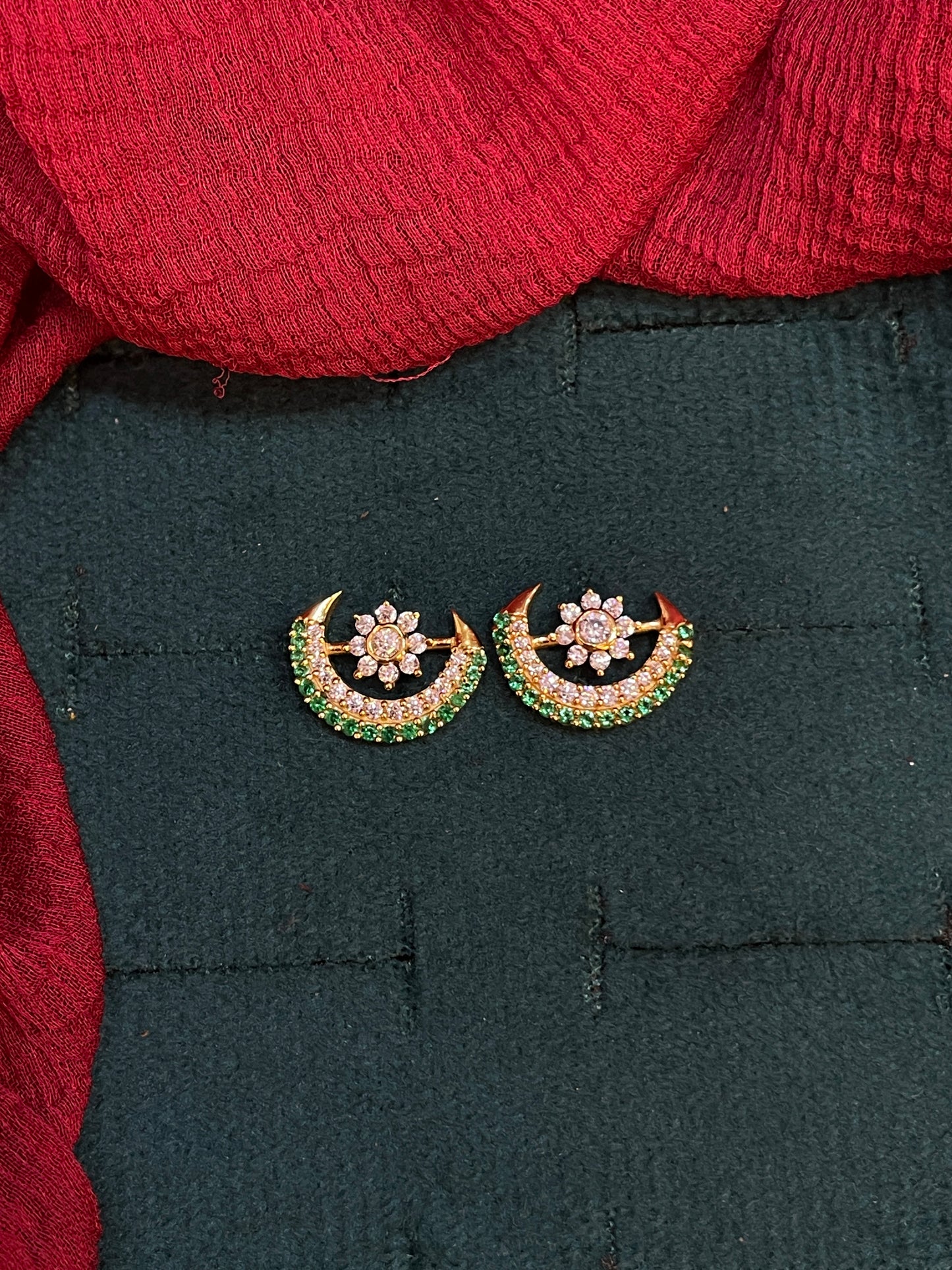 925 Silver Gold Plated Moon Flower Studs