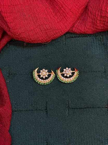 925 Silver Gold Plated Moon Flower Studs
