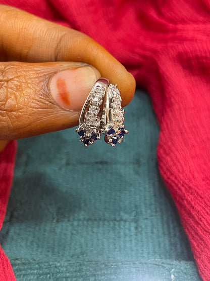 92.5 Silver Blue J Studs Pair