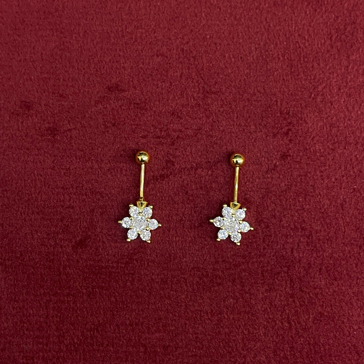 92.5 Silver Gold Plated White CZ Flower Bugadi for Women