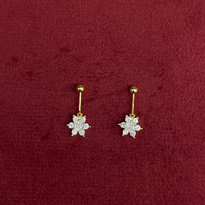 92.5 Silver Gold Plated White CZ Flower Bugadi for Women