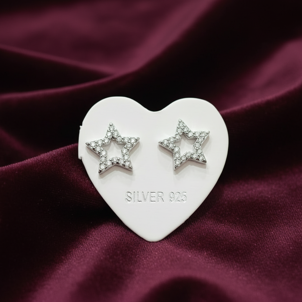 92.5 Silver Star Stud Earrings | Classy Celestial Design | Jewellery