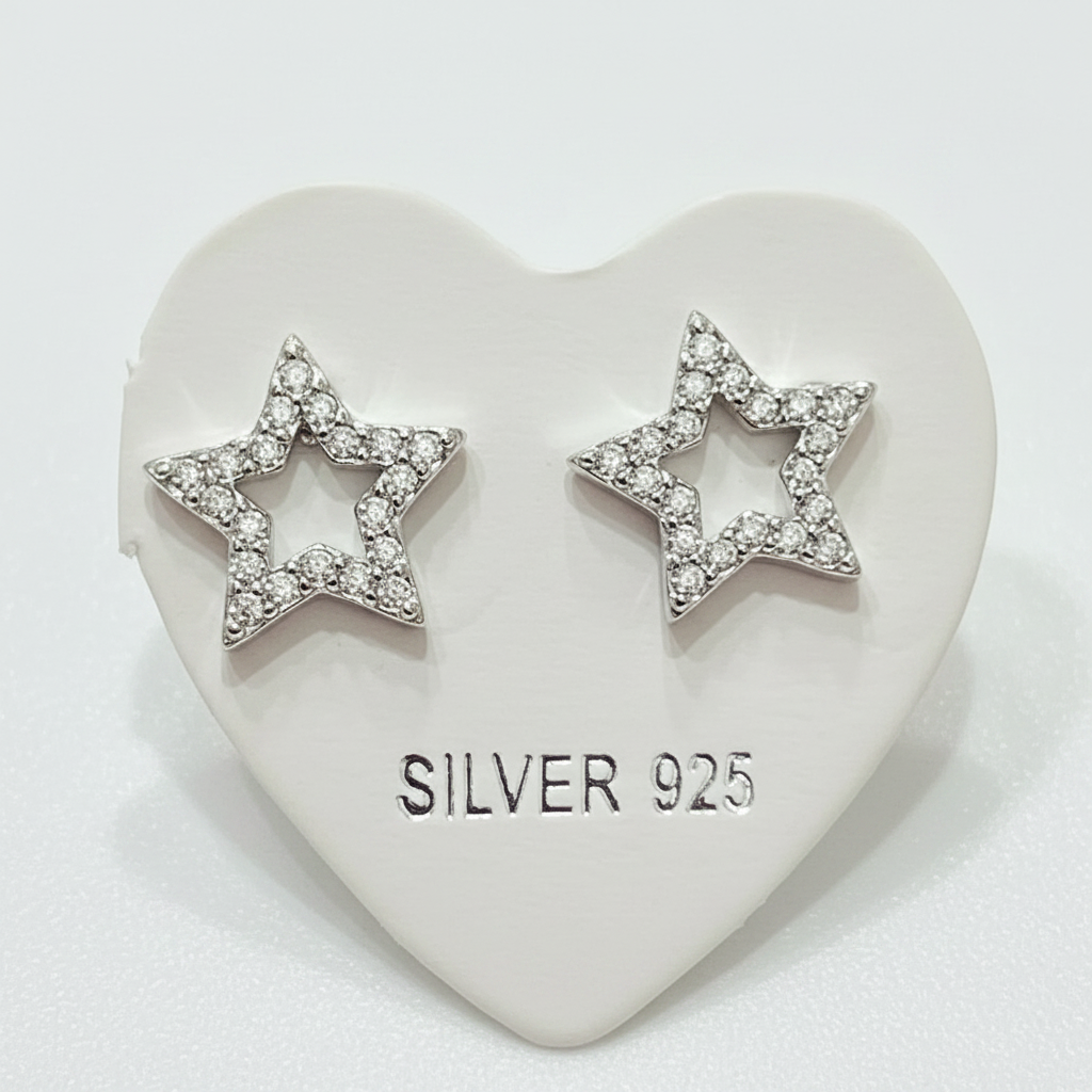 92.5 Silver Star Stud Earrings | Classy Celestial Design | Jewellery