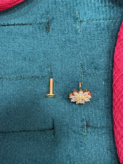 925 Silver Gold Plated Daisy Nosepin