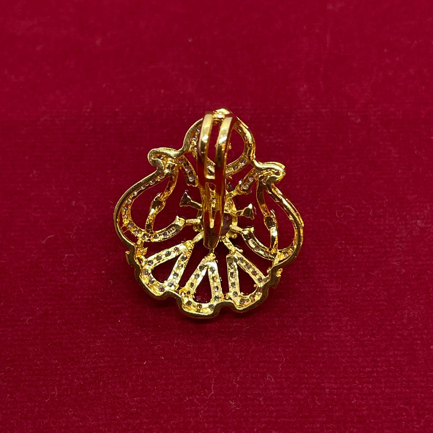 925 Silver Gold-Plated Ruby Red Pendant
