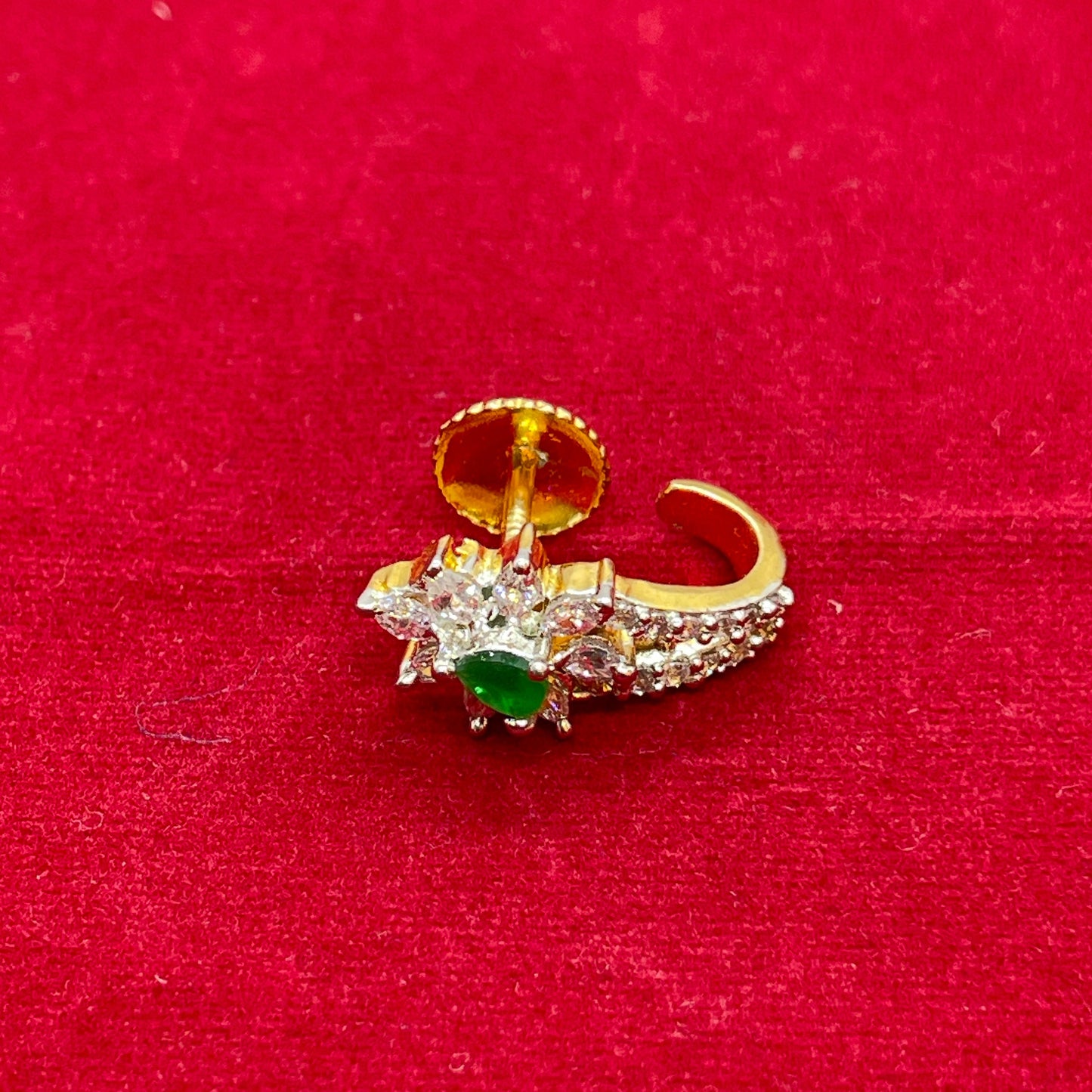 92.5 Silver Gold Plated Green Emerald J Studs
